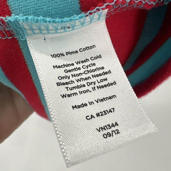 Talbots Shirt Womens 1X Blue Red Striped Coastal Pullover Gold Button 3/4 Sleeve - Picture 6 of 6